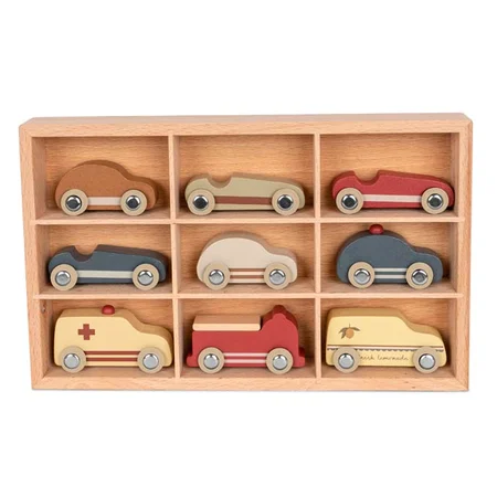 Konges Sløjd mini biler i træ, 9 stk