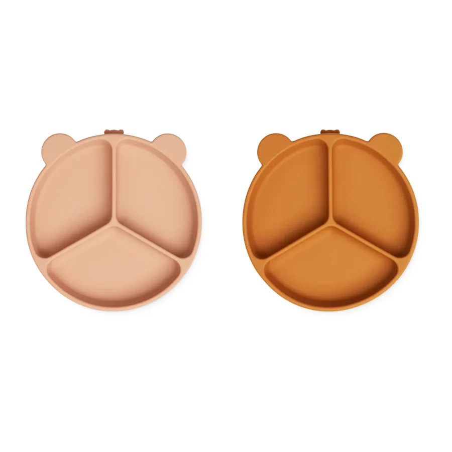 Liewood Stacy Menü-Teller 2er-Pack mit Saugnapf, mustard / tuscany rose mix