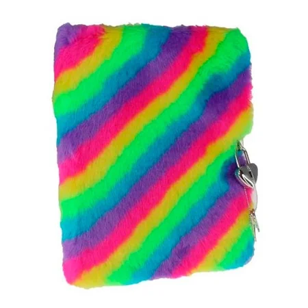 Tinka dagbog plys regnbue med lås