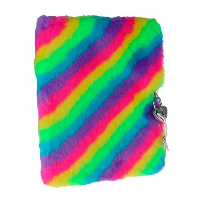 Tinka dagbog plys regnbue med lås