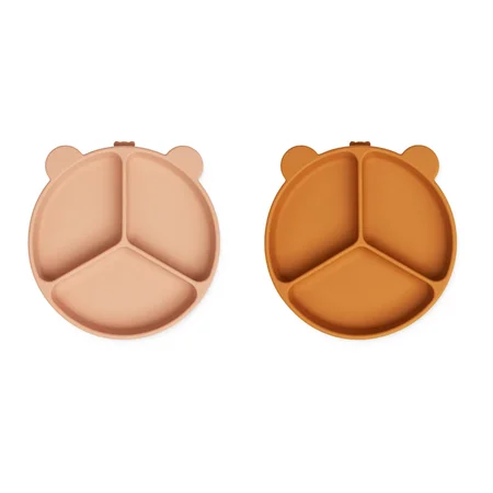 Liewood Stacy Menü-Teller 2er-Pack mit Saugnapf, mustard / tuscany rose mix