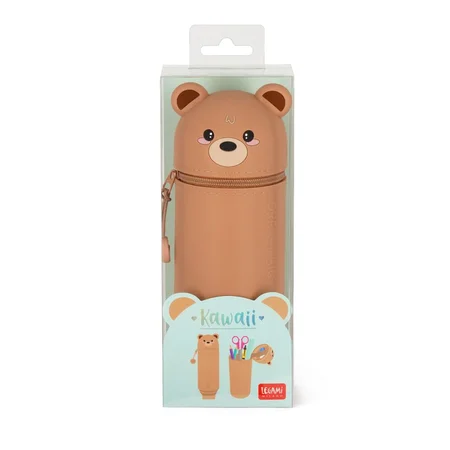 2-in-1-Federmäppchen aus Silikon - Kawaii, Teddybär