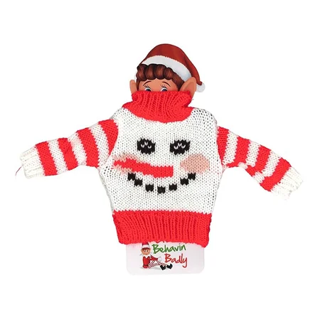 Elves Behavin' Badly, Alfe Luksus Strikket Sweater, Hvid