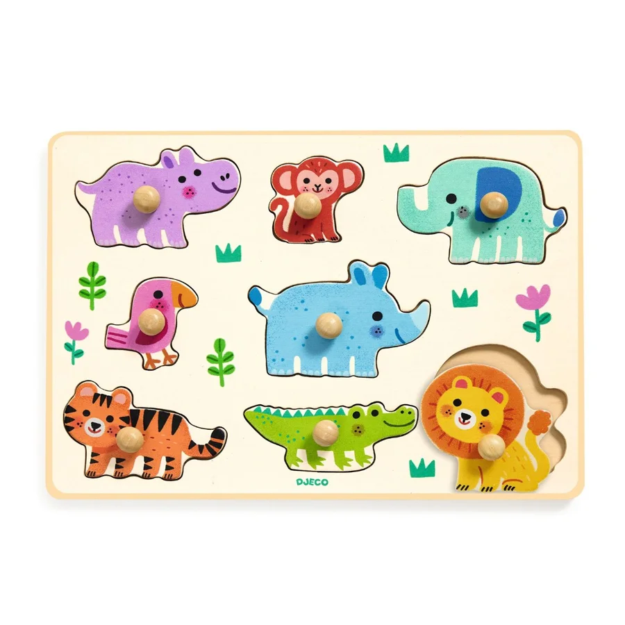 Djeco Knopf-Puzzle, Hippo'n'Co