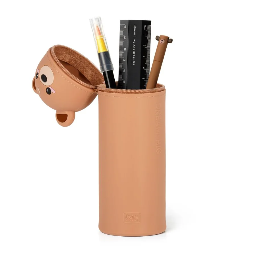 2-in-1-Federmäppchen aus Silikon - Kawaii, Teddybär