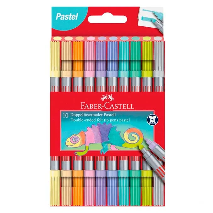 Faber-Castell Filzstifte doppelseitig dick/dünn Pastell, 10 stk