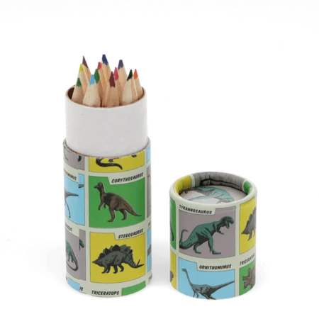 Tube mit Buntstiften, Dinosaurier