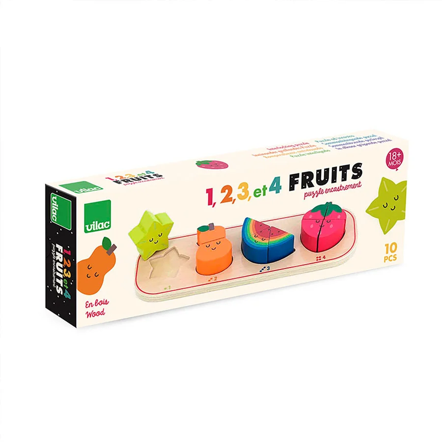 Vilac Puslespil 10 Brikker, Fire Frugter