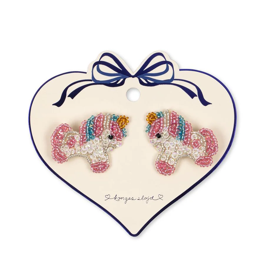 Konges Sløjd 2er-Pack Haarspangen mit Perlen, Unicorn