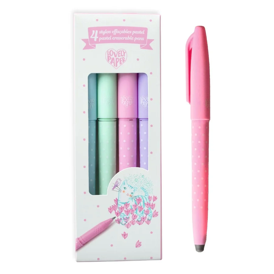Djeco Lovely Paper, 4 radierbare Kugelschreiber, pastell