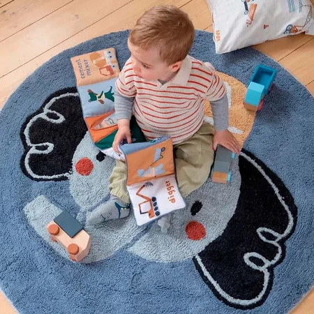 Sebra gulvtæppe, busy builders