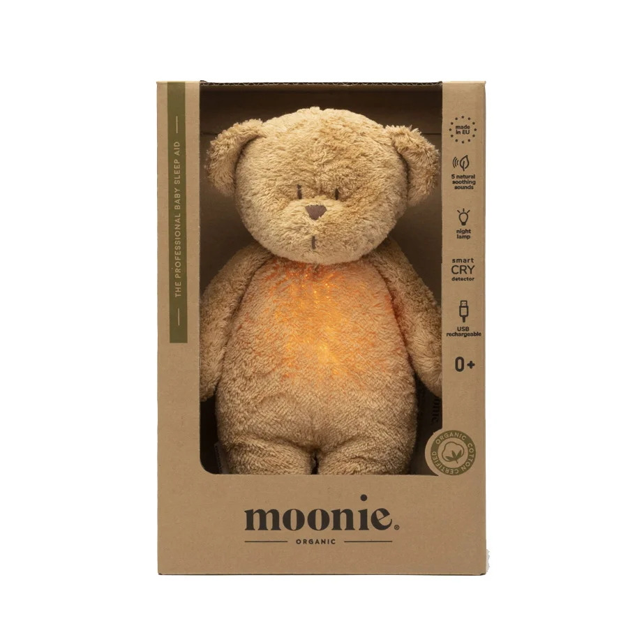 Moonie 2.0 Organic Humming Bär mit Lampe, cappuccino