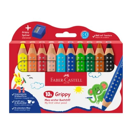 Faber-Castell Grippy XXL Jumbo Karton 10 ass + Anspitzer	