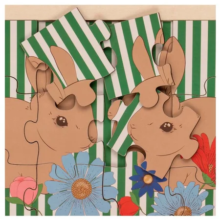 Konges Sløjd træpuslespil, kaniner - 24 brikker