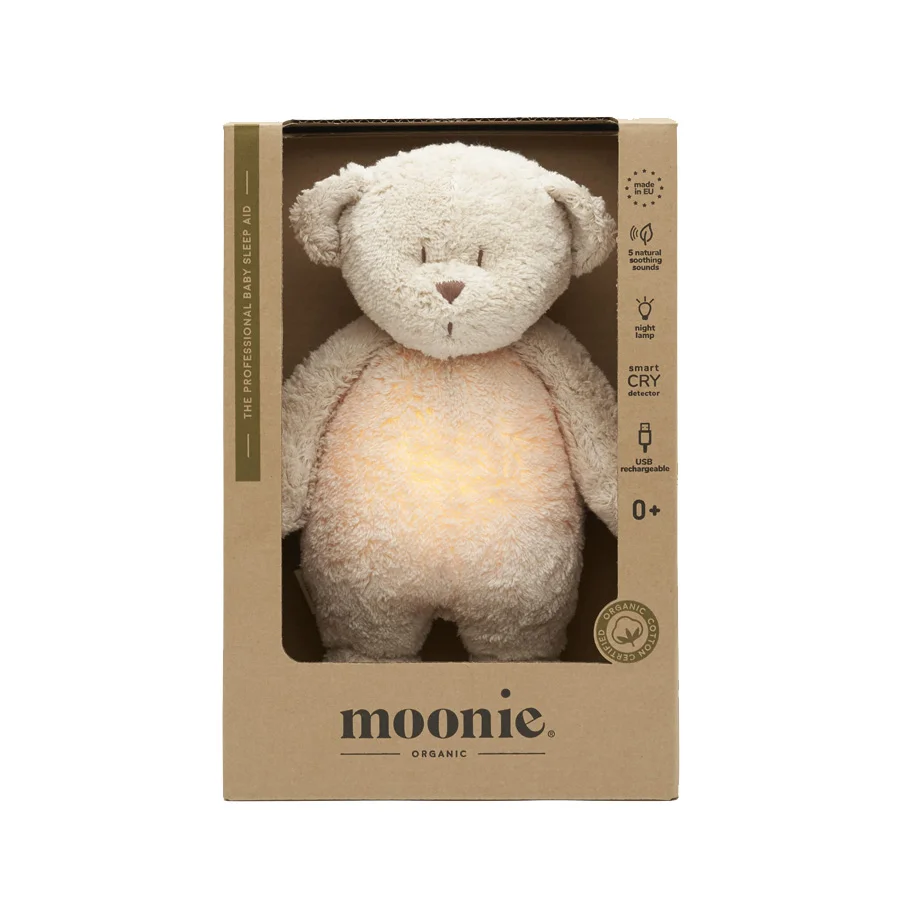 Moonie 2.0 Organic Humming Bjørn med lampe, sand