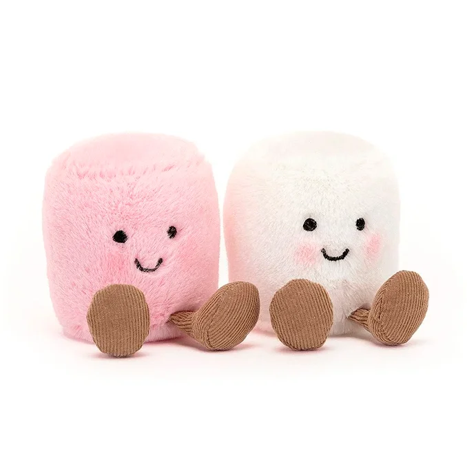 Jellycat Fun. Amuseable hvid og lyserød marshmallow, 15 cm