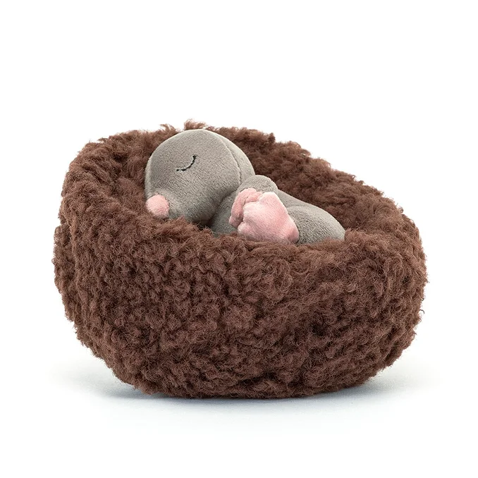 Jellycat Play, Hibernating Muldvarp i rede, 12 cm
