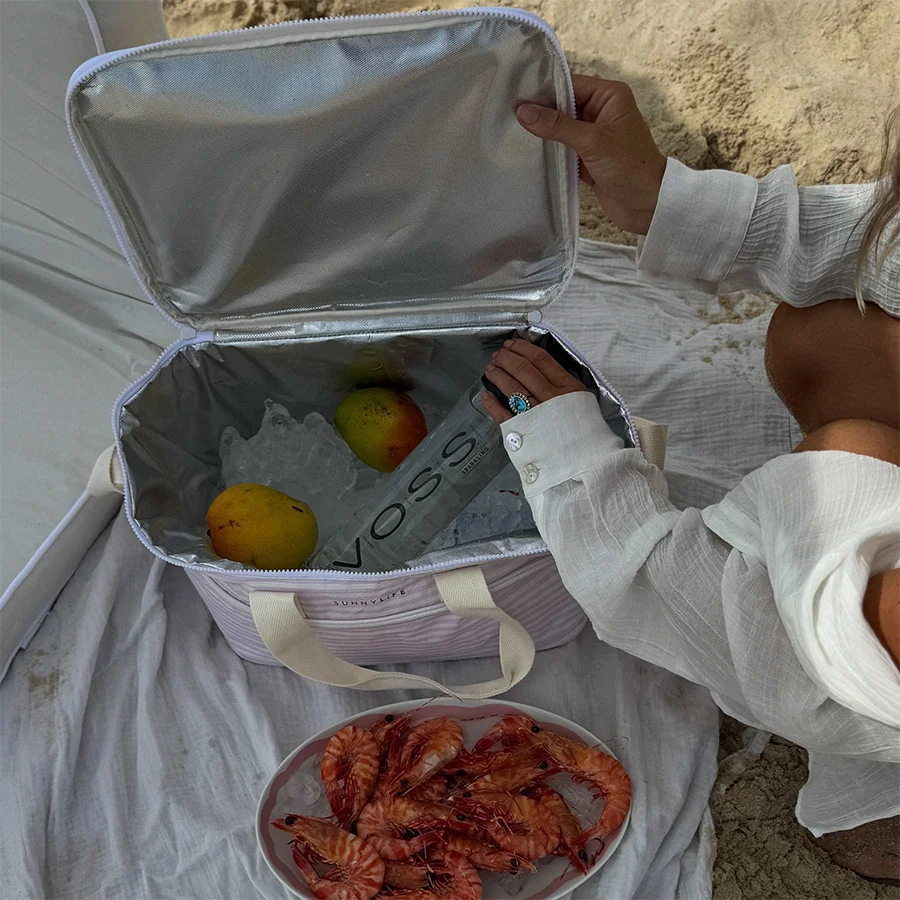 Sunnylife køletaske, lazy days pink stripe 