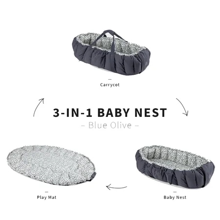 Sebra 3-in-1 Babynest, blue olive