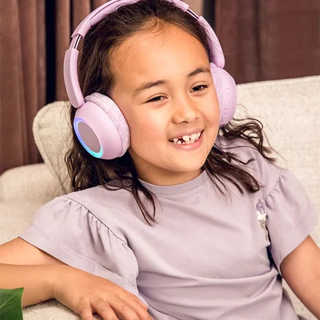 Lalarma Kabellose Kopfhörer mit Licht, lila