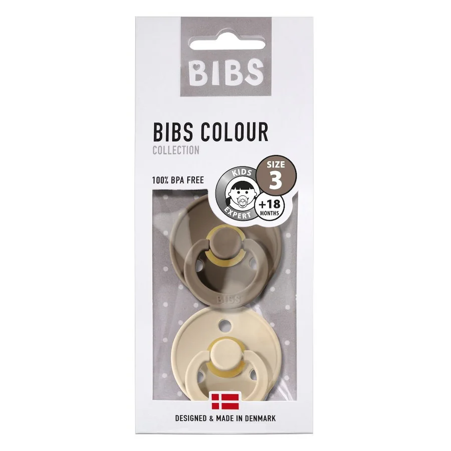 Bibs 2-pak rund sut, str 3 - Dark Oak/vanilla