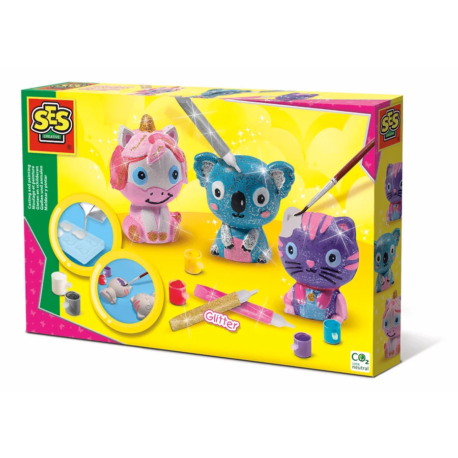 SES Creative, Støb & mal - Glitterdyr