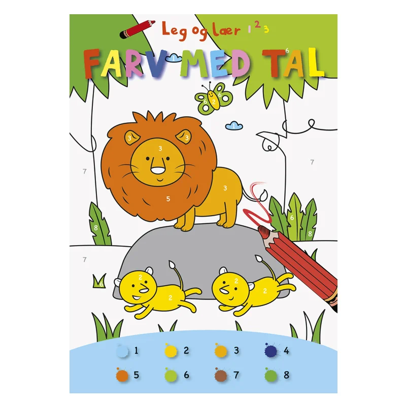 Leg og lær: Farv med tal, løve