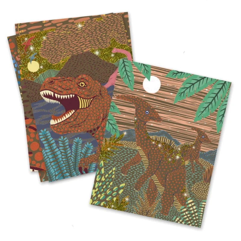 Djeco scratch kort grønne, dinosaurer