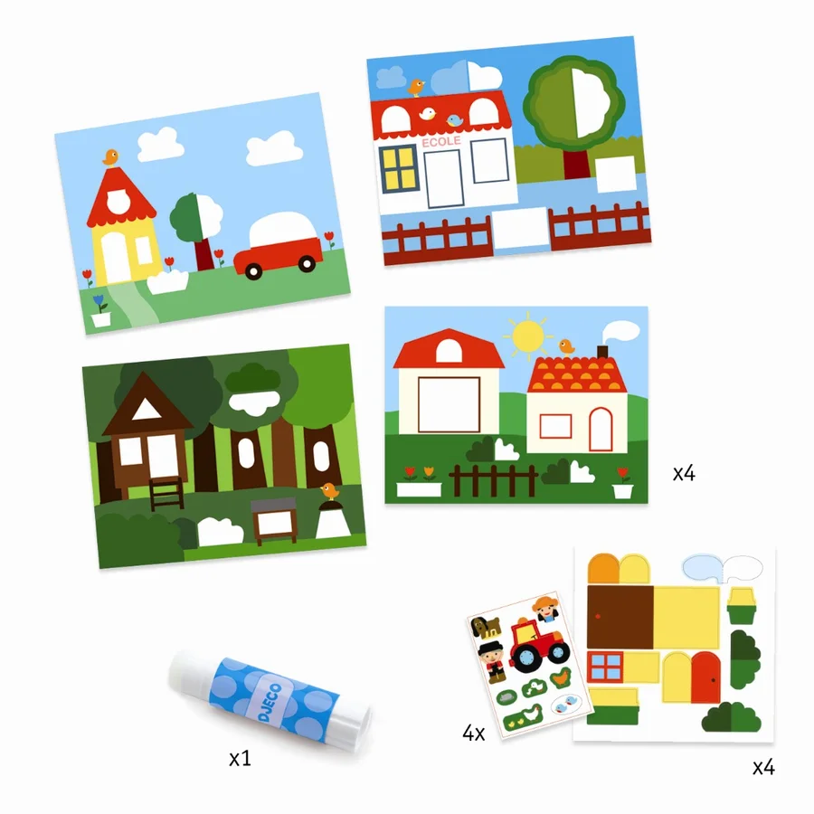 Djeco kreativ æske for de små, kreativ collage - gemmeleg