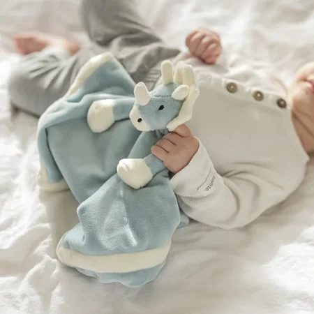 Diinglisar Schnuffeltuch Dino, hellblau