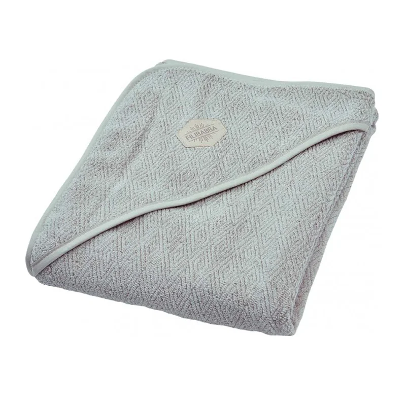 FILIBABBA stort badehåndklæde med hætte, Aztec varm grå