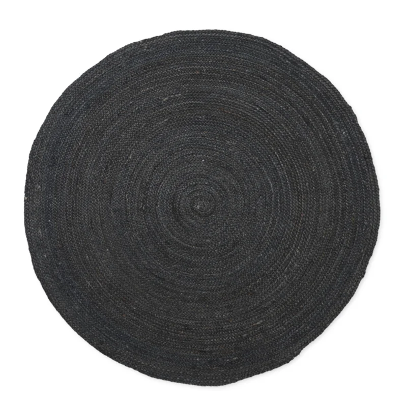 Ferm Living rundt jute-tæppe, Sort - lille