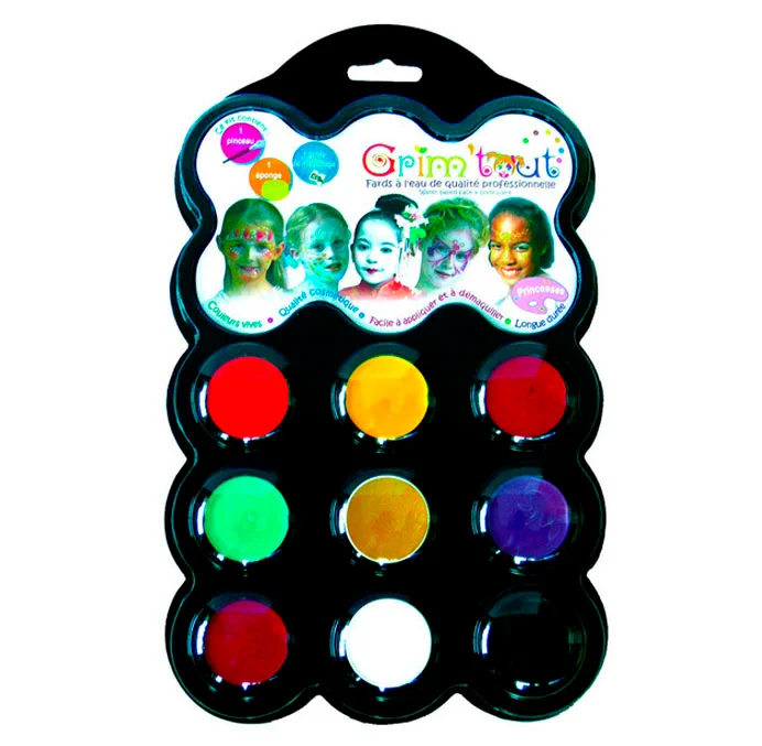Grim Tout Kinderschmink-Palette, 9 Farben - Prinzessin