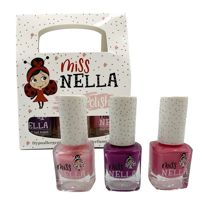 Miss Nella 3-pak neglelak til børn, lyserød/lilla