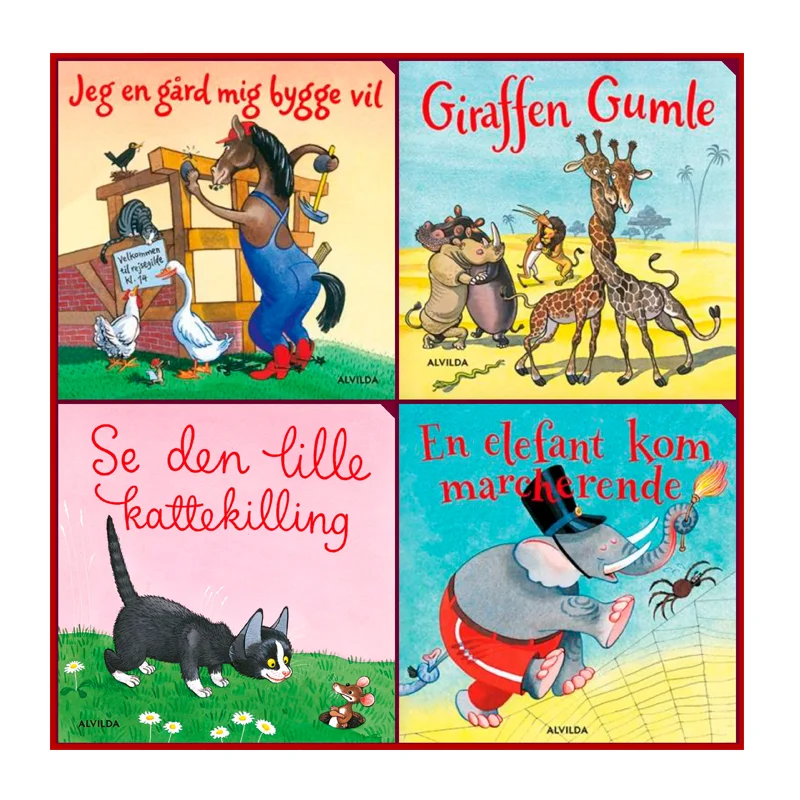 Gaveæske med 4 papbøger - elefantastiske børnesange