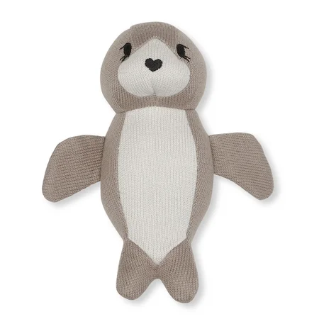 Konges Sløjd strikket bamse med rangle, sæl