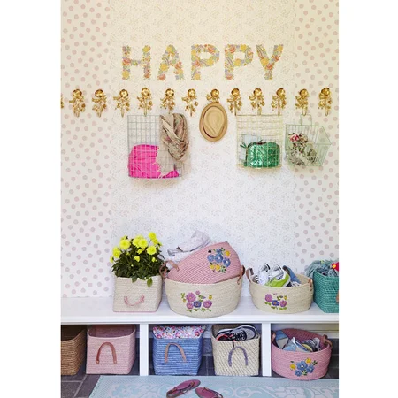 Rice kurv m. læder hanke, Mint