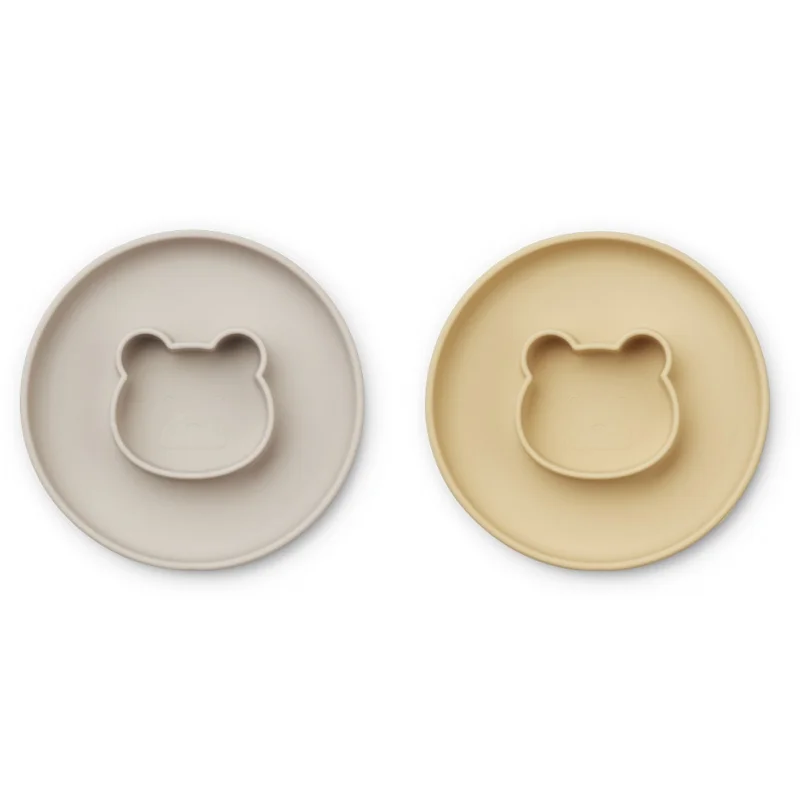 Liewood 2-pak siliconetallerkner, mr Bear wheat yellow/sandy