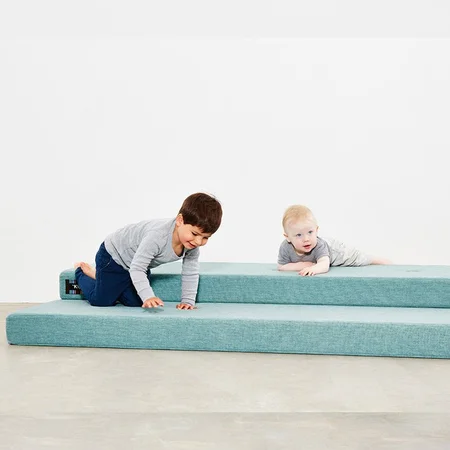 3-fold Matratze XL, 200 cm blaugrau mit grauen Knöpfen, byKlipKlap 