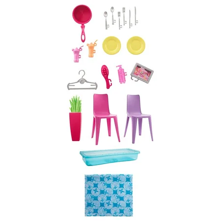 Barbie dukkehus og møbler, inkl dukke