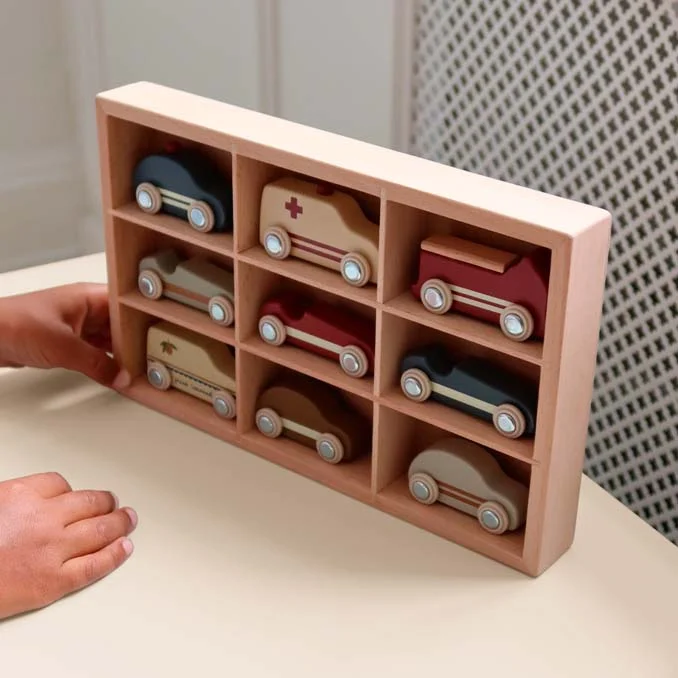 Konges Sløjd mini biler i træ, 9 stk