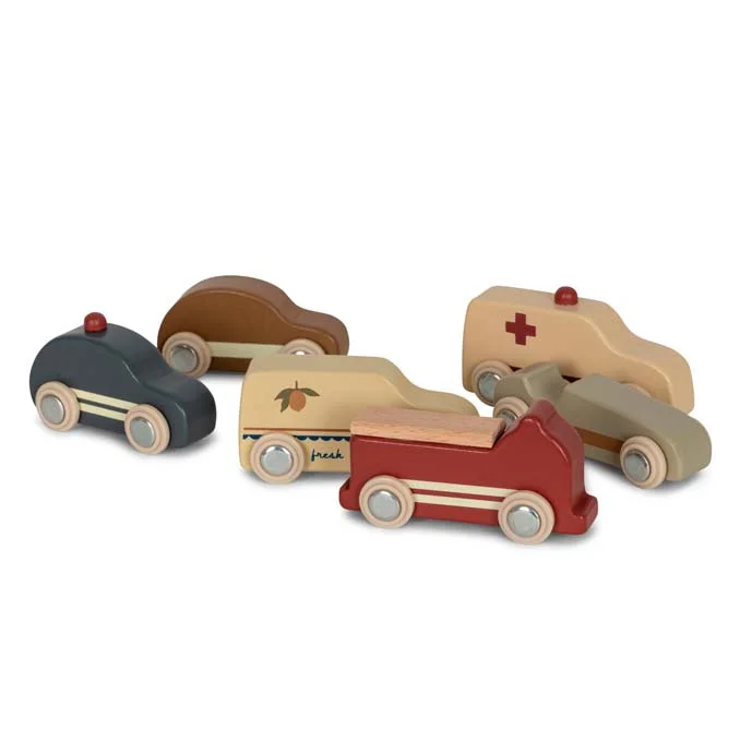 Konges Sløjd mini biler i træ, 9 stk