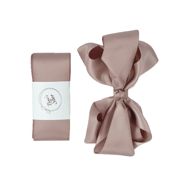 byStær dåbsbånd og sløjfe i satin, antique rose