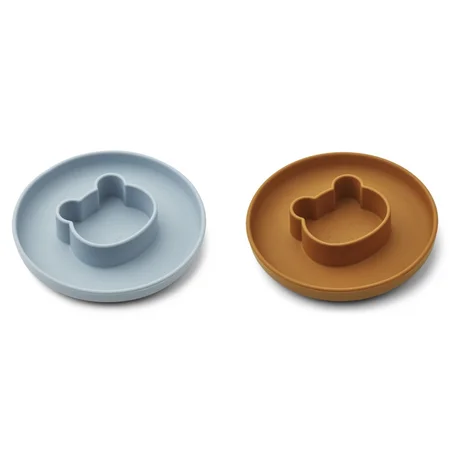 Liewood 2-pak siliconetallerkner, mr Bear sea blue/mustard