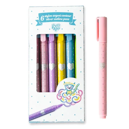 Djeco Lovely Paper, 6 Konturenstifte in Silber