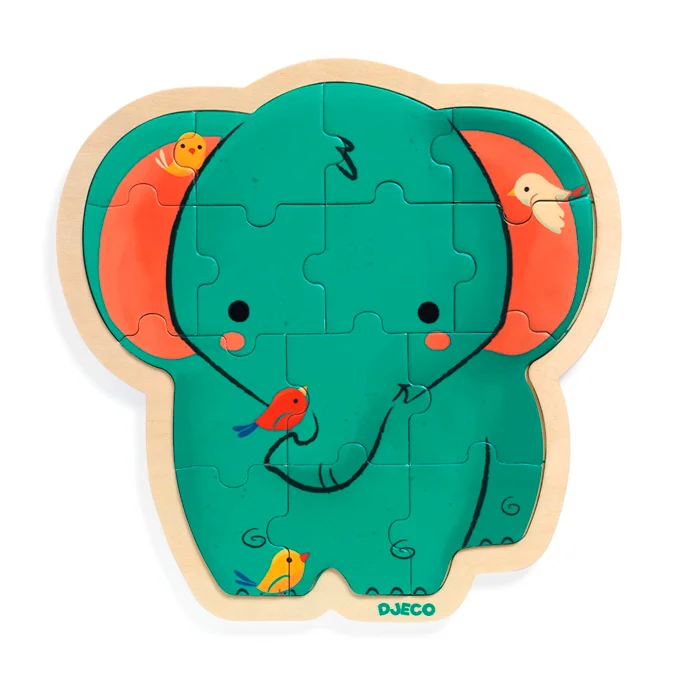 Djeco træpuslespil, elefant, 14 brikker