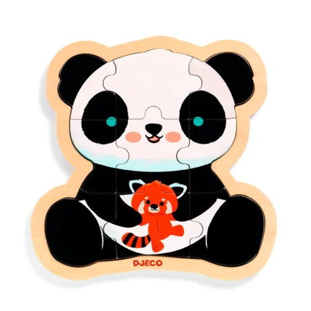 Djeco træpuslespil panda, 9 brikker