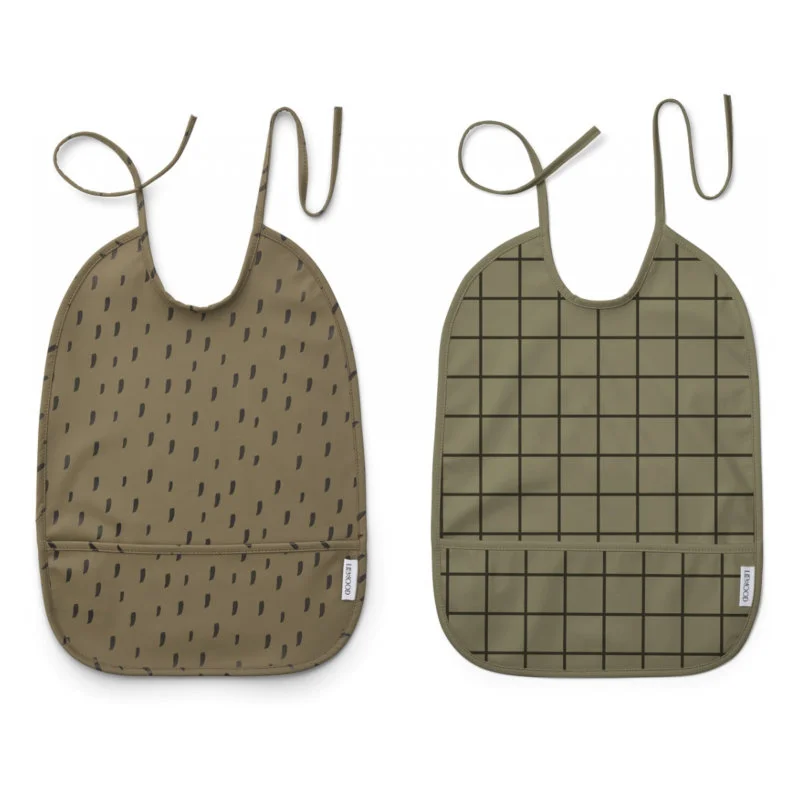 Liewood 2-pak hagesmæk, check graphic stroke/khaki