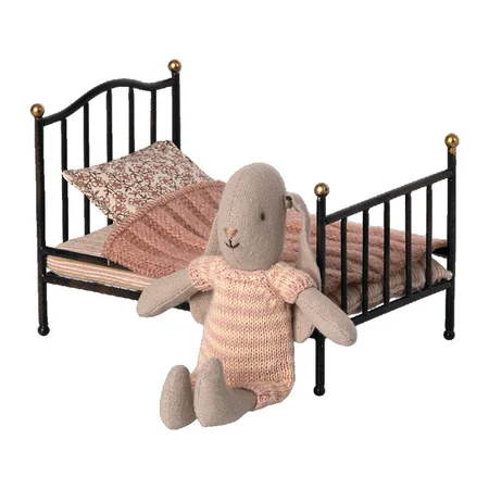 Maileg vintage seng til mus, anthracite