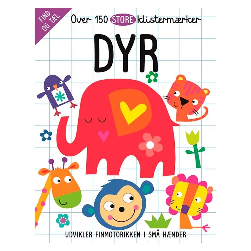 150 store klistermærker, dyr